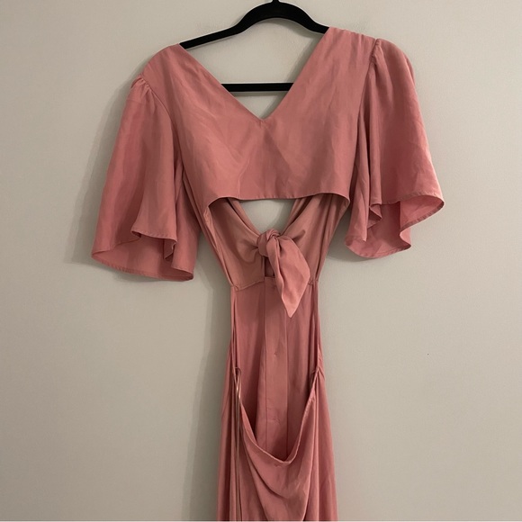 NWT Zara Tie Front Cut-Out Pink Open Back Midi Dress 2298/171/620 - Picture 5 of 9